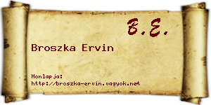 Broszka Ervin névjegykártya